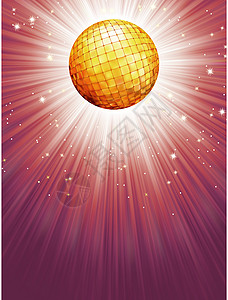 夜店狂欢素材带有恒星的紫色迪斯科射线 EPS 8舞蹈派对激光黑暗音乐夜店庆典镜子宇宙装饰品设计图片