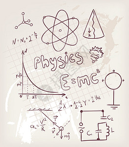 数学涂鸦物理集教育插图药品科学木板艺术公式数学物理细胞设计图片