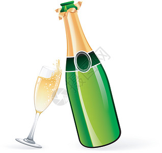 水晶杯素材香槟酒瓶和玻璃水晶生日卡片纪念日酒杯奢华插图假期星星酒精设计图片