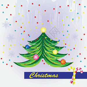 五彩冰纷圣诞卡插图礼物卡片新年甘蔗纸屑传统雪花食物蓝色设计图片