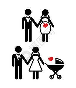 婴儿撞孕妇新娘图标/带双光膜矢量的新娘设计图片