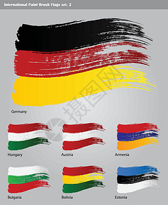 匈牙利牛肉汤一套矢量集国际油漆刷旗世界国家旅行设计图片
