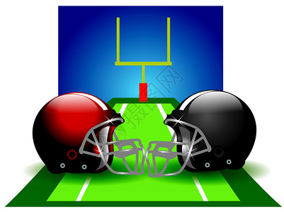 橄榄球运动员头盔足球 插图白色竞赛体育场头盔场地竞争黑色绘画齿轮绿色设计图片