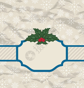 圣诞复古徽章带hollyberry的回程贺卡设计图片