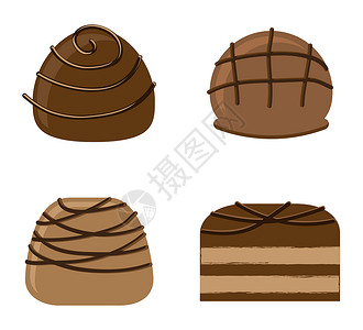 巧克力松露糖果礼物营养小吃奶油收藏坚果可可团体插图设计图片