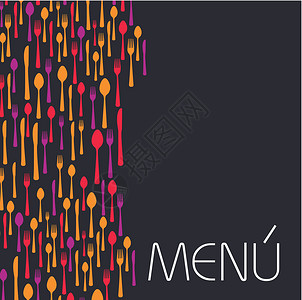菜单模板菜单矢量菜肴印刷食物烹饪紫色勺子午餐卡片橙子餐厅设计图片
