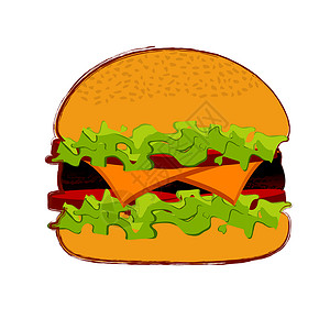 更胖汉堡汉堡矢量面包种子芝麻脂肪餐厅烹饪食物蔬菜野餐膳食设计图片