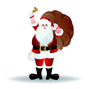 大胡子圣诞老人圣诞老人 贺卡设计假期戏服礼物剪裁男人快乐孤独数字化插图老人设计图片