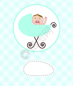 扎马步男孩儿童婴儿公告卡 矢量图示明信片幸福涂鸦卡片欢迎派对庆典剪贴簿童年邮票设计图片