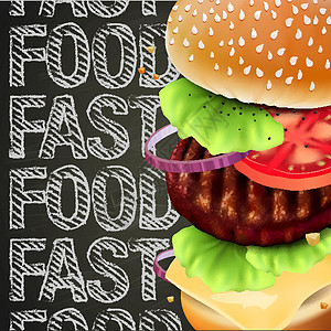 生菜和面包带肉 生菜 奶酪和番茄的汉堡芝麻盘子餐厅自助餐市场午餐洋葱食物美食面包设计图片