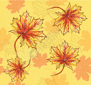 秋天有关的字无缝图案与绿叶有关 秋叶背景设计图片