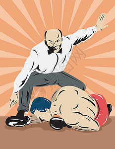 向下计数一个拳击手艺术品男性插图拳击手套冠军竞争者肌肉挑战者男人设计图片
