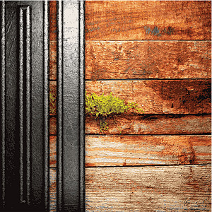 藤曼和木门金属和木材背景边界炼铁床单垃圾框架酒吧风化控制板木板合金设计图片