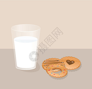 曲奇饼饼干和加牛奶的玻璃设计图片