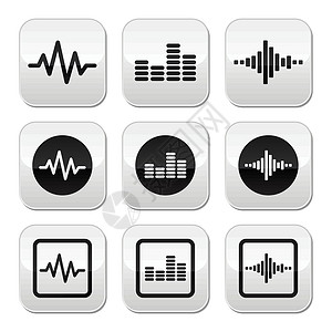 音波图标音波音乐矢乐按钮集设计图片