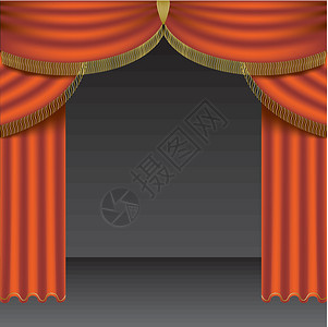 科隆剧院红幕幕文化金子绳索流苏折叠纺织品歌剧红色展览建造设计图片