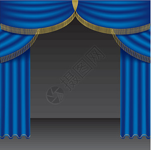 蓝窗帘剧院折叠边缘建造纺织品电影娱乐创造力歌剧天鹅绒背景图片