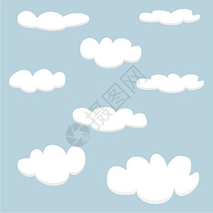浅蓝色天空背景的白色云层 由白矢量云组成背景图片