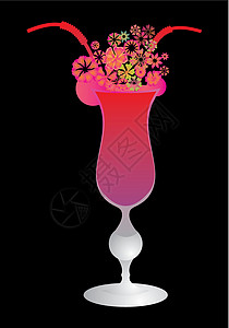 新鲜花糯玉米混合颜色鸡尾酒玻璃矢量艺术叶子创造力酒精婚礼车道程式化液体生日派对水晶设计图片
