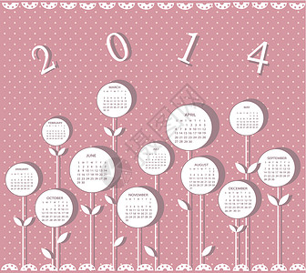 新鲜花糯玉米带鲜花的2014年日历时间叶子蓝色规划师床单季节植物贴纸日程笔记设计图片
