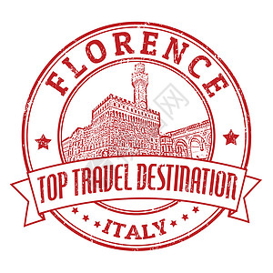 意大利佛罗伦萨工作游客标签建筑插图地标宫殿历史邮票橡皮设计图片