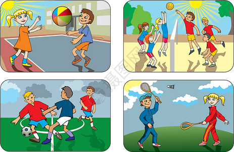 操场热身动作玩游戏的儿童设计图片