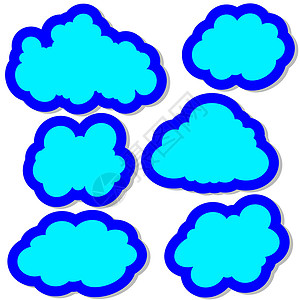 蓝色剪贴画天空中的云集 它制作图案矢量气候图标天气剪贴白色预报收藏托管技术网络设计图片