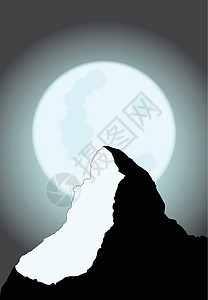 宏晶雪花月月山满月插图山峰月球滑雪阴影高山假期月光设计图片