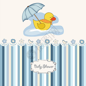 卡尤加鸭带鸭玩具的婴儿淋浴卡淋浴周年童年公告男生卡片艺术派对新生衣服设计图片
