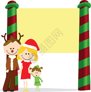 圣诞节家庭派对家庭漫画儿子活动婚姻人群季节母亲父亲男生假期招牌设计图片