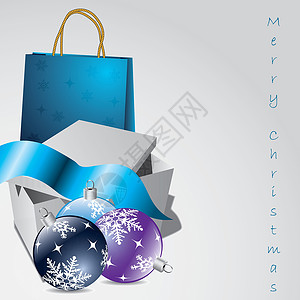 圣诞商品圣诞礼物店铺阴影商品盒子雪花紫色蓝色购物丝带插图设计图片