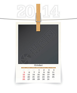 2014年october 2014 照片框架日历设计图片