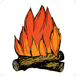 木头燃烧营火火炉卡通片森林烤箱草图加热火焰燃料壁炉烟囱设计图片