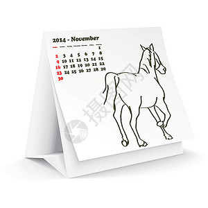 11月月签2014年11月 案头马匹日历插图回忆杂志办公室笔记本木板笔记季节设计图片