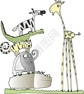 坦桑岩长颈鹿和朋友设计图片