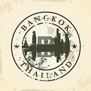 地标邮票泰国曼谷的Grunge橡胶邮票设计图片