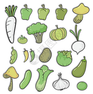 胡萝卜西蓝花各种蔬菜营养柠檬农业土豆南瓜豆子辣椒青豆绘画剪贴设计图片