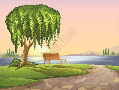 竹叶海公园公园日出草地石头树叶座位阴影太阳长椅小路日落设计图片