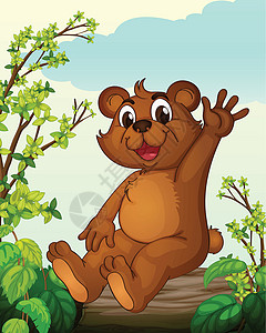 野生松露片一只熊坐在木头上设计图片