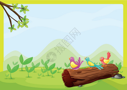 干燥树日志鸟儿坐在干木上设计图片