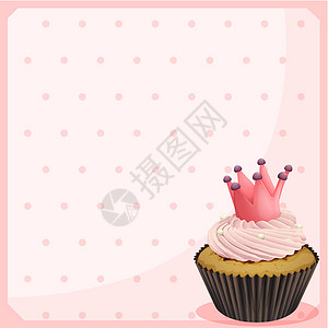粉色杯子蛋糕带纸杯蛋糕的空白纸设计图片
