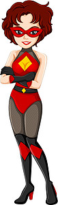 超级节省者一个戴着红色面具的女超级英雄设计图片