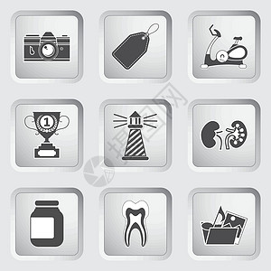 牙科元素Web 设计按钮上的图标 设置 9设计图片