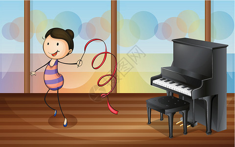 演奏钢琴女孩音乐室的健身房设计图片
