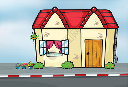 一个房子绘画公寓建筑商业小屋绿色小路窗户建筑学植物图片