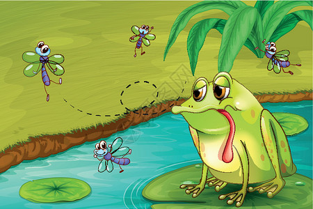 吃苍蝇青蛙池塘中悲伤的青蛙设计图片
