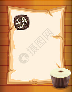 蛋糕纸带有巧克力的空纸广告卡片邀请函木板海报菜单艺术四边形餐厅角落设计图片
