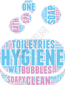 字泡泡用于卫生概念的肥皂棒和泡泡带矢量标签云图设计图片