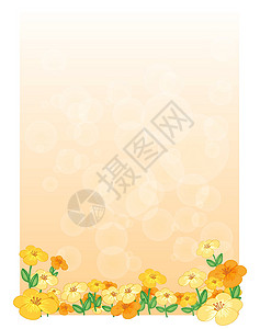黄色鲜花装饰带鲜花的空纸设计图片