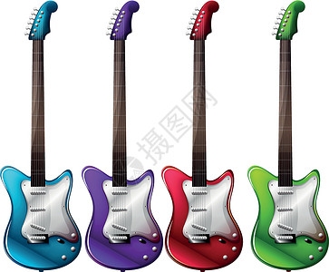 音乐串吧四台彩色电动吉他设计图片